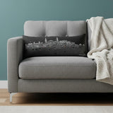 14" X 35" Dark Gray And White Charleston Nighttime Skyline Lumbar Decorative Pillow