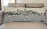 14" X 35" Cream Charleston Daylight Skyline Lumbar Decorative Pillow