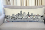 14" X 35" Cream Cleveland Daylight Skyline Lumbar Decorative Pillow
