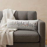 14" X 35" Cream Dallas Daylight Skyline Lumbar Decorative Pillow
