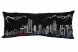 14" X 35" Dark Gray And White Denver Nighttime Skyline Lumbar Decorative Pillow