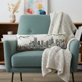 14" X 35" Cream Denver Daylight Skyline Lumbar Decorative Pillow