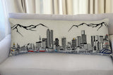 14" X 35" Cream Denver Daylight Skyline Lumbar Decorative Pillow