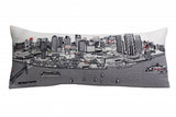 14" X 35" Cream Detroit Daylight Skyline Lumbar Decorative Pillow