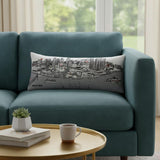 14" X 35" Cream Detroit Daylight Skyline Lumbar Decorative Pillow