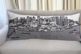 14" X 35" Cream Detroit Daylight Skyline Lumbar Decorative Pillow