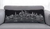 14" X 35" Black Gray and White Hometown Pride Wool Lumbar Throw Pillow