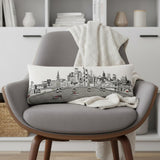 14" X 35" Cream Frankfurt Daylight Skyline Lumbar Decorative Pillow