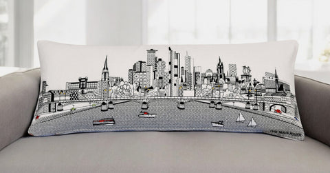 14" X 35" Cream Hometown Pride Wool Lumbar Throw Pillow