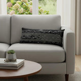 14" X 35" Dark Gray And White Homer Spit Nighttime Skyline Lumbar Decorative Pillow