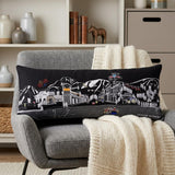Dark Gray And White Jackson Nighttime Skyline Lumbar Decorative Pillow