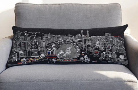 14" X 35" Black Gray and White Hometown Pride Wool Lumbar Throw Pillow