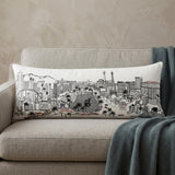 14" X 35" Cream Las Vegas Daylight Skyline Lumbar Decorative Pillow