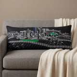 14" X 35" Dark Gray And White Lexington Nighttime Skyline Lumbar Decorative Pillow