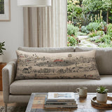 14" X 35" Cream Los Gatos Daylight Skyline Lumbar Decorative Pillow