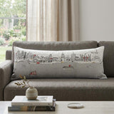 14" X 35" Cream Los Angeles Daylight Skyline Lumbar Decorative Pillow