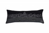 14" X 35" Dark Gray And White Madison Nighttime Skyline Lumbar Decorative Pillow
