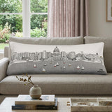 14" X 35" Cream Madison Daylight Skyline Lumbar Decorative Pillow
