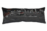 14" X 35" Dark Gray And White Memphis Nighttime Skyline Lumbar Decorative Pillow