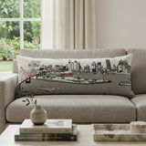 14" X 35" Cream Memphis Daylight Skyline Lumbar Decorative Pillow