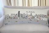 14" X 35" Cream Miami Daylight Skyline Lumbar Decorative Pillow