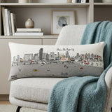 14" X 35" Cream Miami Daylight Skyline Lumbar Decorative Pillow