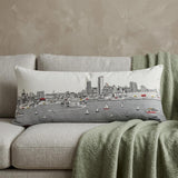 14" X 35" Cream Milwaukee Daylight Skyline Lumbar Decorative Pillow
