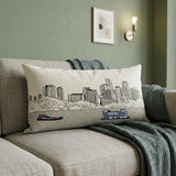 14" X 35" Cream Minneapolis Daylight Skyline Lumbar Decorative Pillow