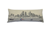 14" X 35" Cream Minneapolis Daylight Skyline Lumbar Decorative Pillow