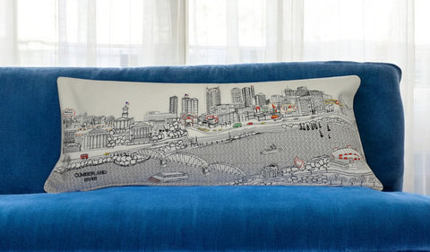 14" X 35" Cream Hometown Pride Wool Lumbar Throw Pillow