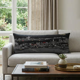 14" X 35" Dark Gray And White New Orleans Nighttime Skyline Lumbar Decorative Pillow
