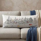 14" X 35" Cream NYC Daylight Skyline Lumbar Decorative Pillow