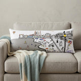 14" X 35" Cream Ocean City Daylight Skyline Lumbar Decorative Pillow