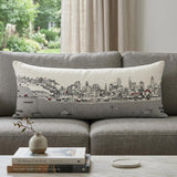 14" X 35" Cream Philadelphia Daylight Skyline Lumbar Decorative Pillow