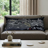 14" X 35" Dark Gray And White Pittsburgh Nighttime Skyline Lumbar Decorative Pillow