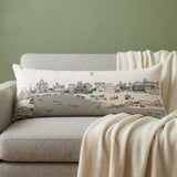 14" X 35" Cream Rome Daylight Skyline Lumbar Decorative Pillow
