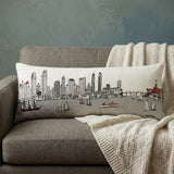 14" X 35" Cream San Diego Daylight Skyline Lumbar Decorative Pillow