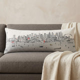 14" X 35" Cream Seattle Daylight Skyline Lumbar Decorative Pillow