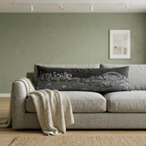14" X 35" Dark Gray And White Sydney Nighttime Skyline Lumbar Decorative Pillow
