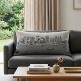 14" X 35" Cream Sydney Daylight Skyline Lumbar Decorative Pillow