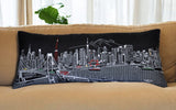 14" X 35" Black Gray and White Hometown Pride Wool Lumbar Throw Pillow