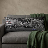 14" X 35" Dark Gray And White Vail Nighttime Skyline Lumbar Decorative Pillow