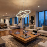 Silver Metal and Crystals LED Dimmable Chandelier