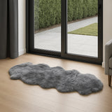2' X 6' Dark Gray New Zealand Lambs Wool Handmade Area Rug