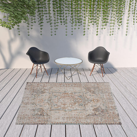 8' X 10' Beige Indoor Outdoor Area Rug