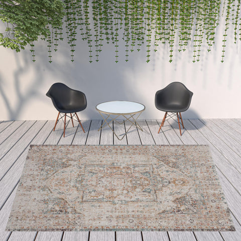 9' X 12' Beige Indoor Outdoor Area Rug