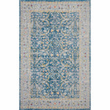 5' X 8' Blue Floral Stain Resistant Indoor Outdoor Area Rug