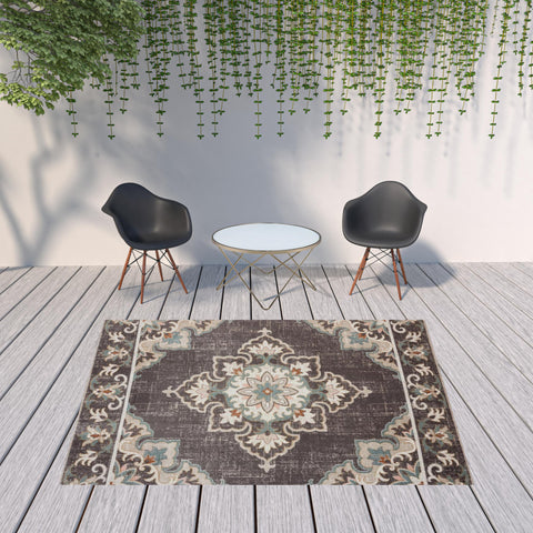 8' X 10' Brown Indoor Outdoor Area Rug