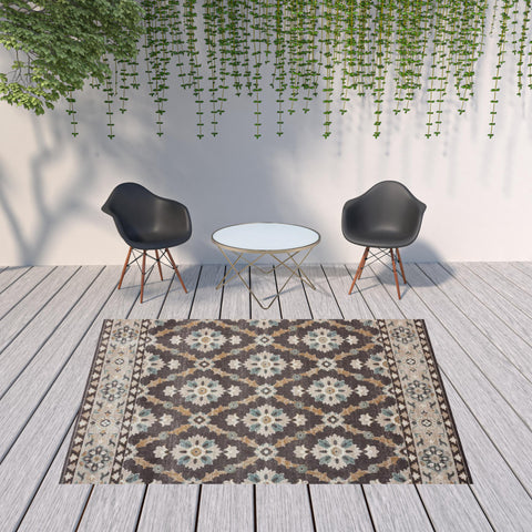 8' X 10' Brown Indoor Outdoor Area Rug