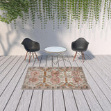 5' X 8' Cream Indoor Outdoor Area Rug